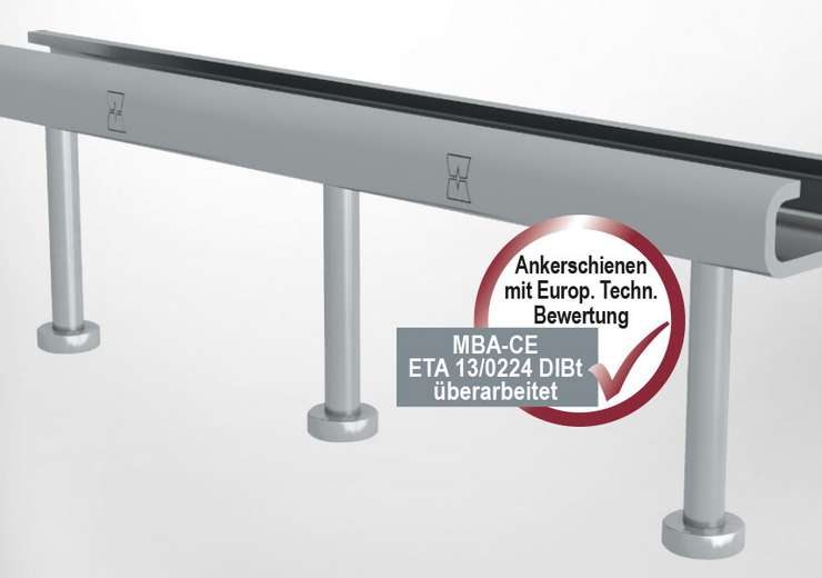 Bild 1: Für die MOSO® Ankerschiene MBA-CE wurde die Europäisch Technischer Bewertung ETA13/0224 überarbeitet.