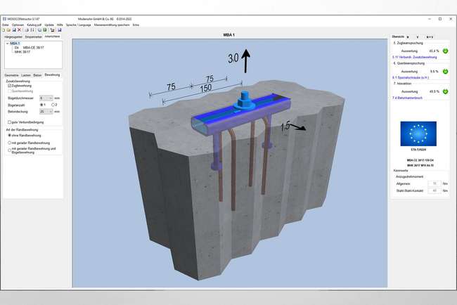 Passend zur aktualisierten ETA 13/0224 wurde auch die Bemessungssoftware MOSOCONstructor von MODERSOHN® für den Einbau in Betonfertigteilfassaden überarbeitet.