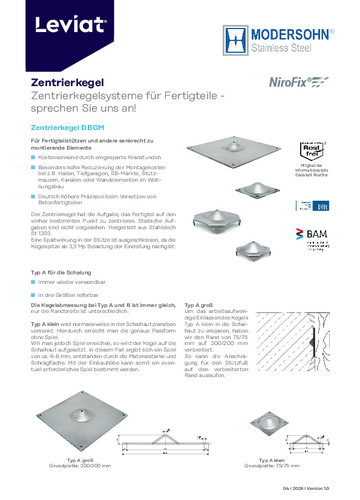 Flyer Zentrierkegel f&uuml;r Fertigteile