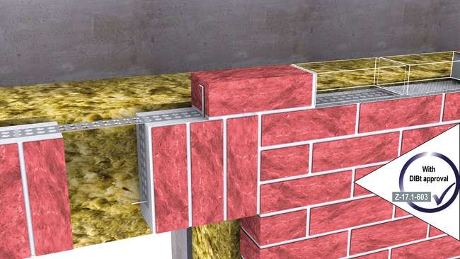 Installation situation: New Modersohn E650 Perforated Strip used as self-supporting lintel reinforcement.