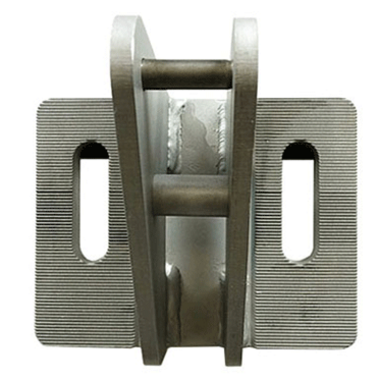 Photo: support bracket with serrated slotted holes for vertical adjustment