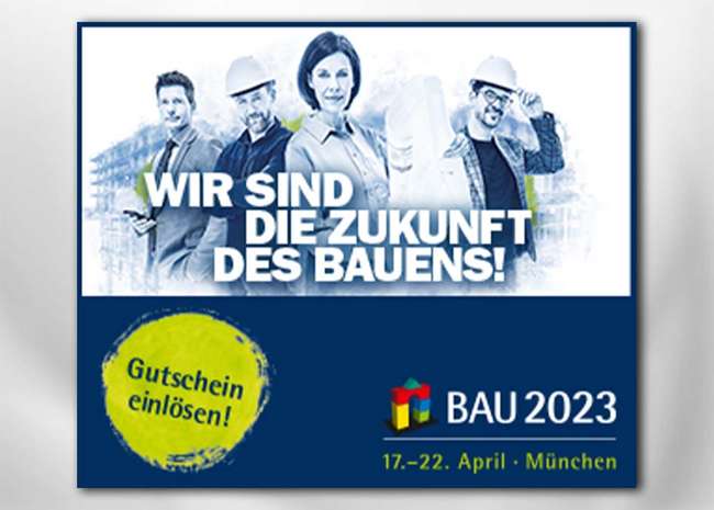 Gutschein Banner Messe BAU München 2023